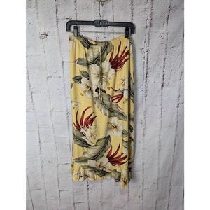 Island Sands Rayon Long Tropical Floral Maxi Hawaiian Skirt Womens Drawstring Pl